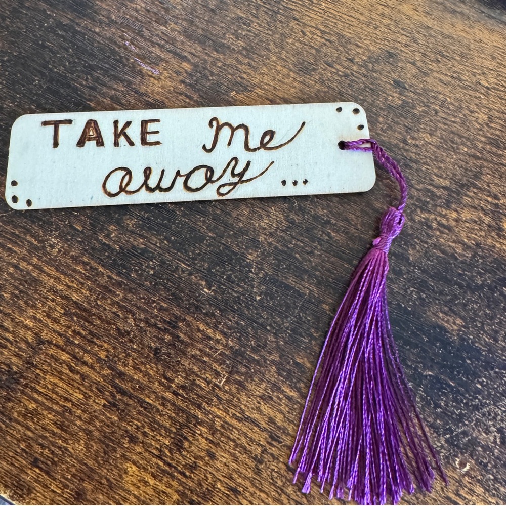 Handcrafted Wooden Bookmark with Purple Tassel